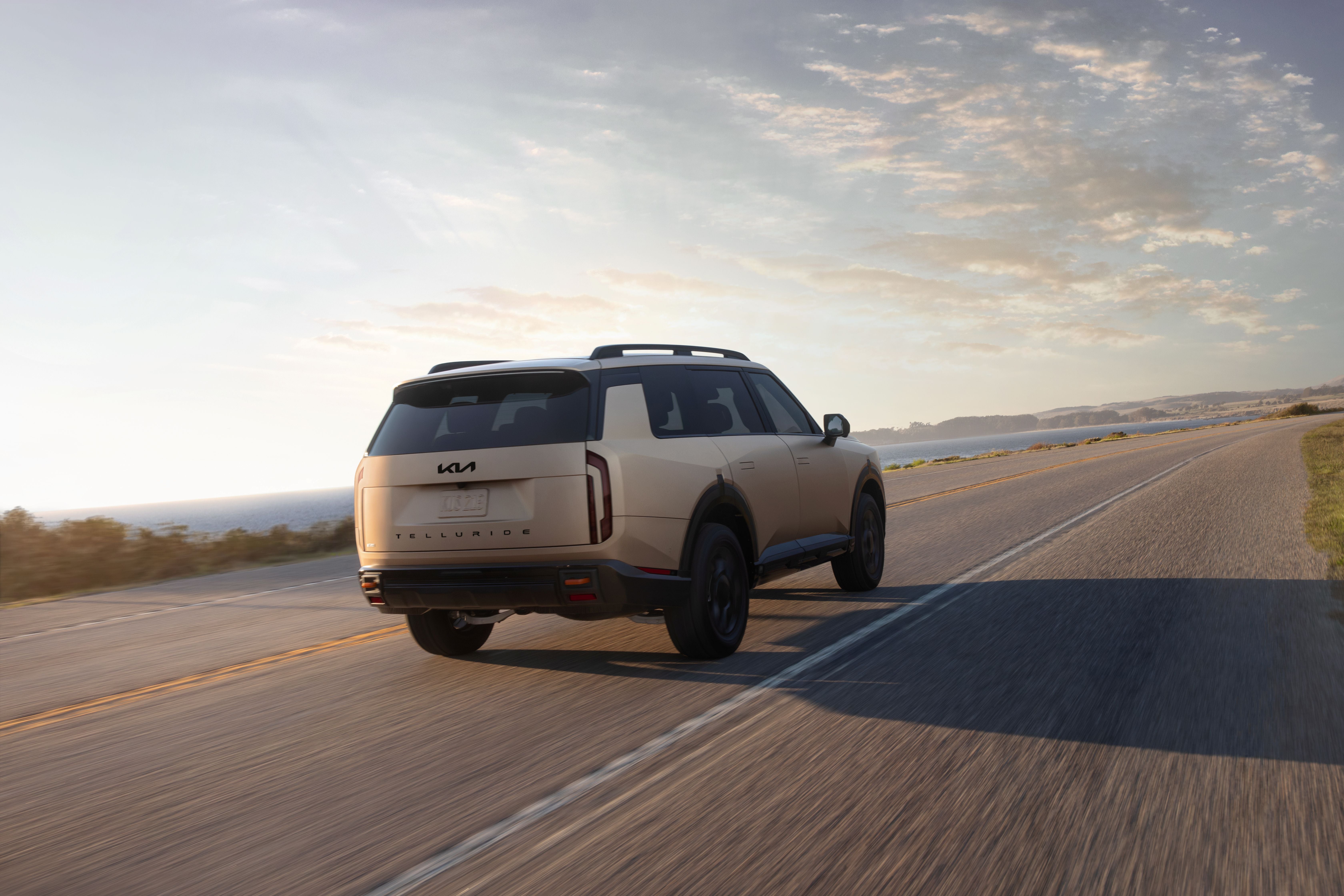 2027 Kia Telluride Driving High Speeds Down Highway